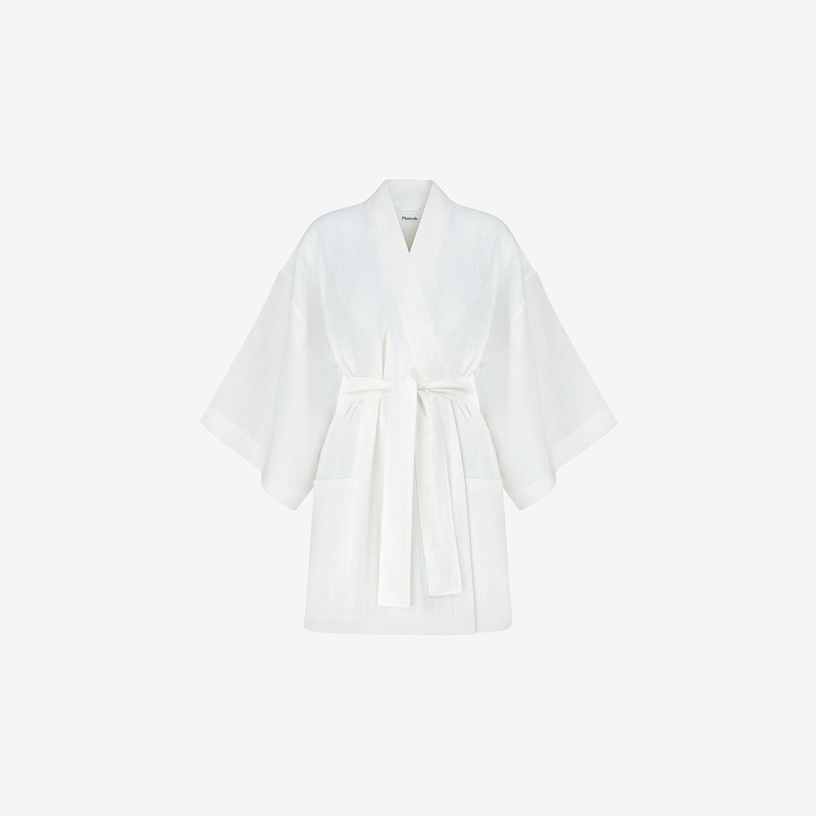 Kimono lniane Plantule krótkie (białe)