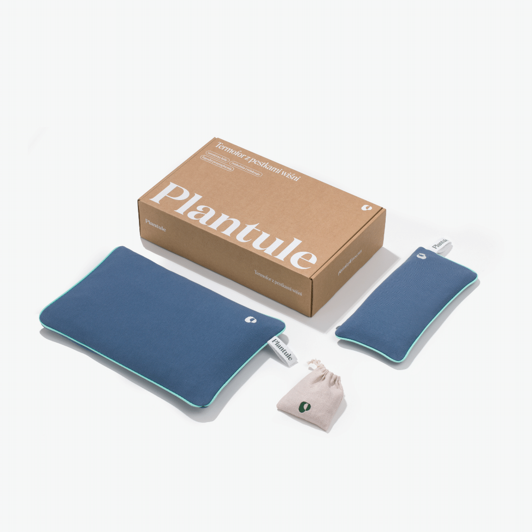 termofor suchy z pestkami wiśni do relaksu poduszka na oczy z siemieniem lnianym Plantule na prezent