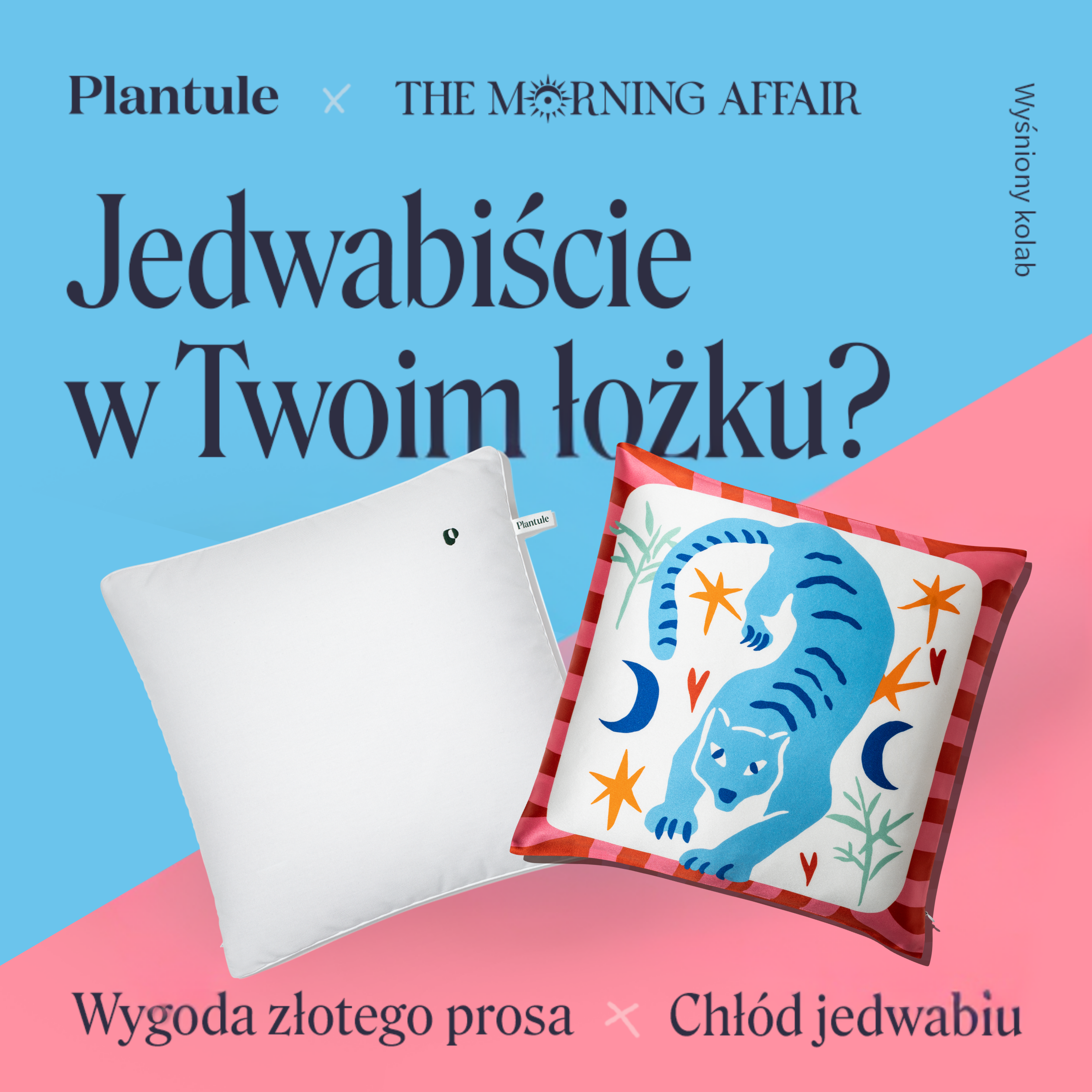 Jedwabna poszewka na poduszkę Blue Tiger 40×40 cm