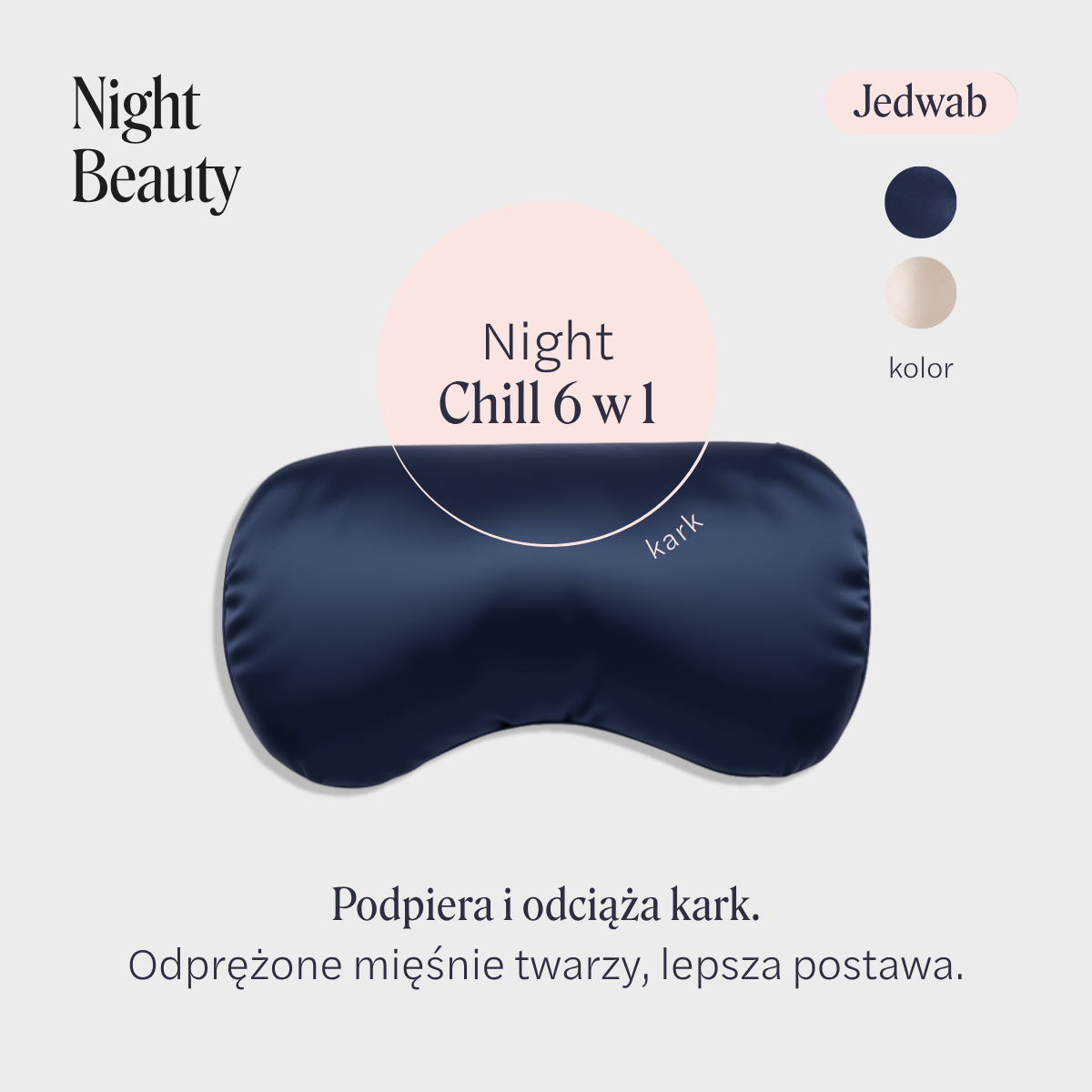Night Chill 6 w1 – jedwabna poduszka rozluźniająca (różne kolory)