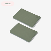 Set of two linen hot water bottles with cherry pits (green)